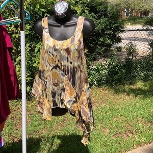 Costa Blanca | Sheer Asymmetrical Top | size M